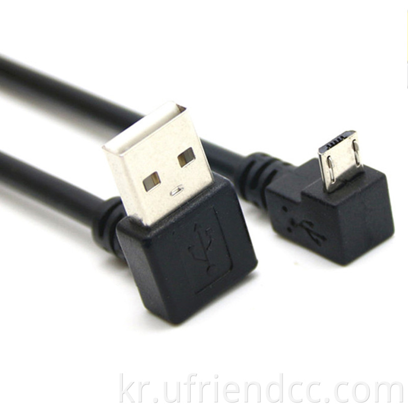 OEM 공장 데이터 동기화 충전 마이크로 B 유형 C 직각 USB 케이블 데이터 동기화 및 충전 PVC 블랙 또는 화이트 4C 또는 2C CE, RHOS